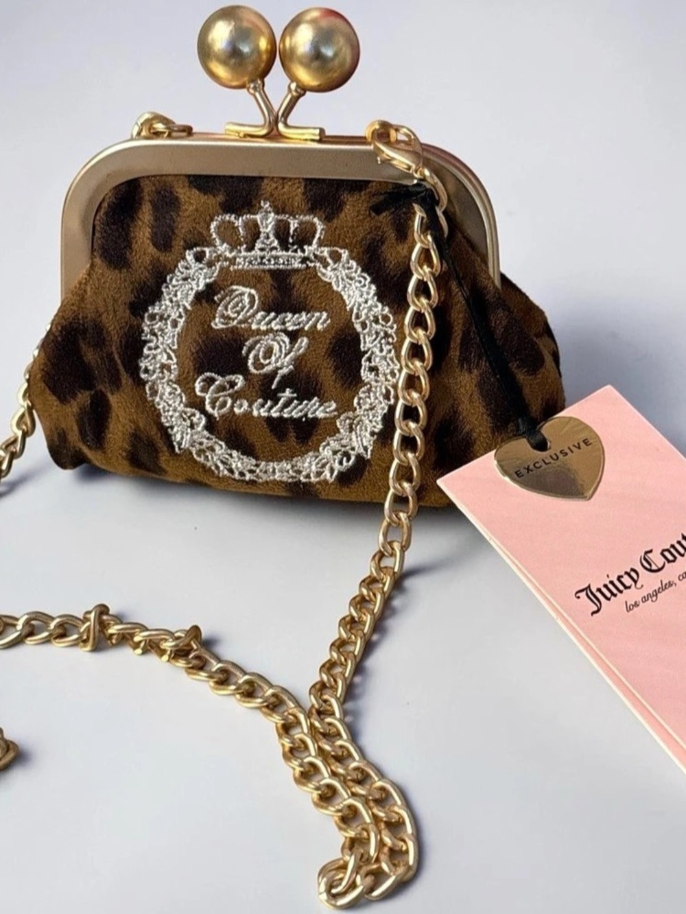 Juicy Couture Queen of Couture Leopard Velvet Kiss lock Leopard coin purse